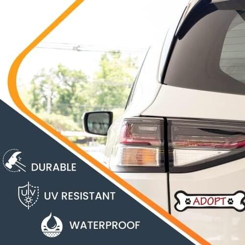 Magnet Me Up Adopt Dog Bone Car Magnet Decal, 2x7 Inches, Heavy Duty Automotive Magnet for Car Truck SUV in Kuwait