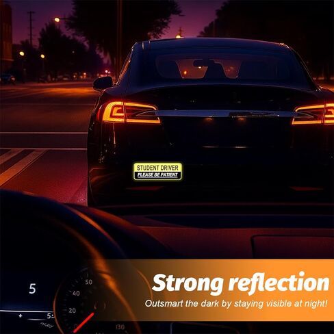BESULEN 2PCS Student Driver Car Magnet, Magnetic Reflective Please Be Patient Safety Warning Bumper Sticker, Weatherproof Reusable Novice Rookie Safety Sign Decal, Universal for Vehicles (StyleA) in Saudi Arabia
