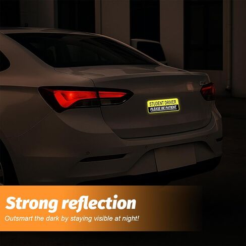 BESULEN 2PCS Student Driver Car Magnet, Magnetic Reflective Please Be Patient Safety Warning Bumper Sticker, Weatherproof Reusable Novice Rookie Safety Sign Decal, Universal for Vehicles (StyleA) in Saudi Arabia