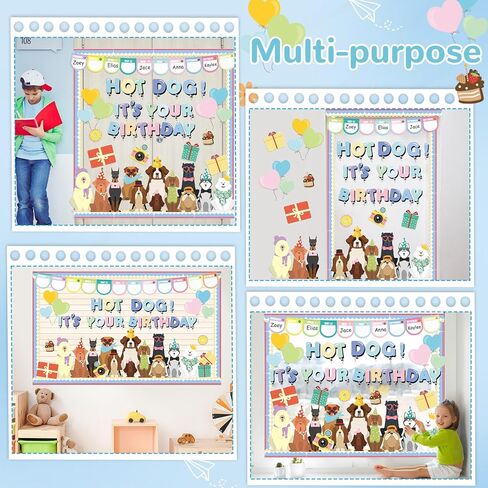 Pet Dog Bulletin Board Classroom Decorations Set Back to School Bulletin Board Dog Paw Paper Cutouts Borders Motivational DIY Birthday Banners for Nursery Chalkboard Wall Door Decor Teachers Supplies in Kuwait