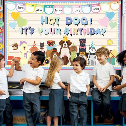 Pet Dog Bulletin Board Classroom Decorations Set Back to School Bulletin Board Dog Paw Paper Cutouts Borders Motivational DIY Birthday Banners for Nursery Chalkboard Wall Door Decor Teachers Supplies in Kuwait