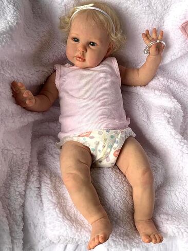 Reborn Baby Dolls Girl Looking Real Life 24 inch Toddler Reborn Doll Pickel with Blonde Hair Bebes de Silicona Reborns Weighted Doll for Newborn Toddlers Child Toys Age 6+ Girls in Saudi Arabia