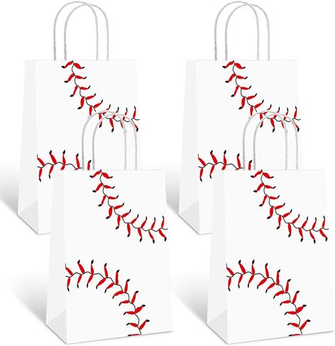 YE 12 PCS Baseball Snack Bags Party Favor Bags with Handles Tissue Paper Baseball Gift Paper Goodie Candy Treat Bags for Birthday Party Supplies in Saudi Arabia
