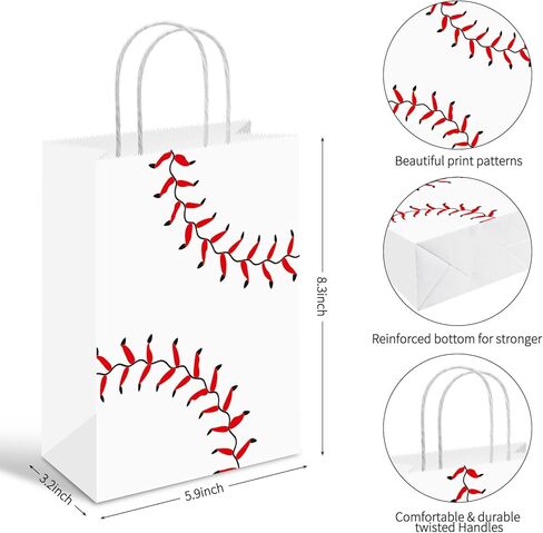YE 12 PCS Baseball Snack Bags Party Favor Bags with Handles Tissue Paper Baseball Gift Paper Goodie Candy Treat Bags for Birthday Party Supplies in Saudi Arabia