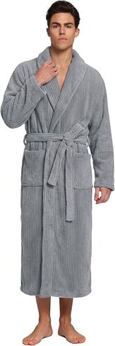 Men's Shawl Collar Bathrobe, Soft Long Towel Robe for Men - Super Absorbent Quick Dry yet Warm in Kuwait