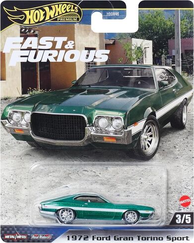 Hot Wheels Premium Fast & Furious 1972 Ford Gran Torino Sport, 1:64 Scale, Green in Kuwait