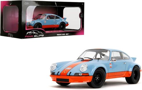 Jada Pink Slips 1973 Porsche 911 RSR - 1:18 Scale Diecast Model with Gulf Livery, Opening Doors and Working Steering - for Collectors and Enthusiasts 14+ - Blue and Orange in Saudi Arabia
