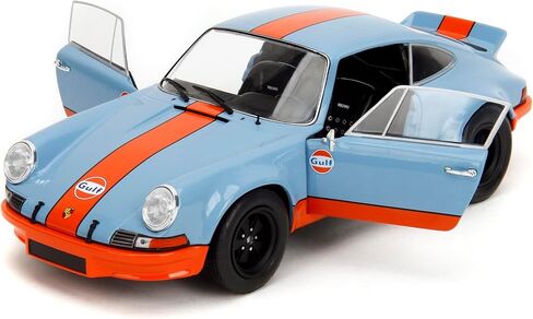 Jada Pink Slips 1973 Porsche 911 RSR - 1:18 Scale Diecast Model with Gulf Livery, Opening Doors and Working Steering - for Collectors and Enthusiasts 14+ - Blue and Orange in Saudi Arabia