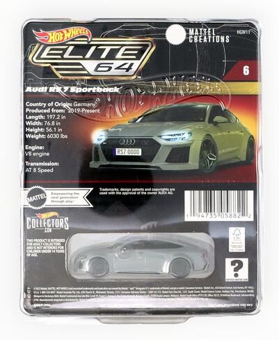 Hot Wheels '21 Audi RS 7 Sportback Collectors Elite 64 Series in Kuwait