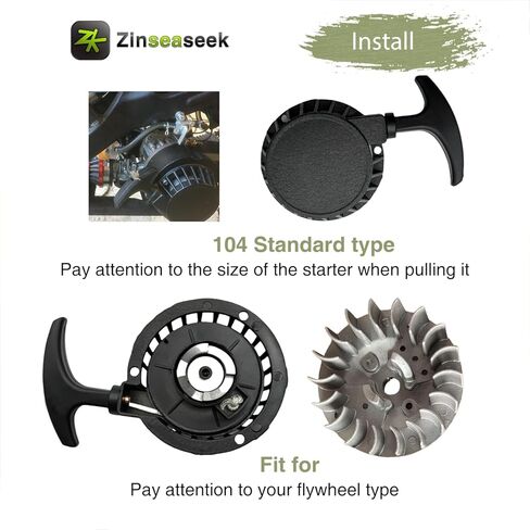 104 Recoil Pull Starter Start fit for 43cc 47cc 49cc 2 Stroke 50cc 63cc 70cc 4 Stroke Engine Lawn Mower Motor Kart Pocket Bike Mini Moto Kid Bike ATV Quad Wheeler (104mm Standard-Black) in Saudi Arabia