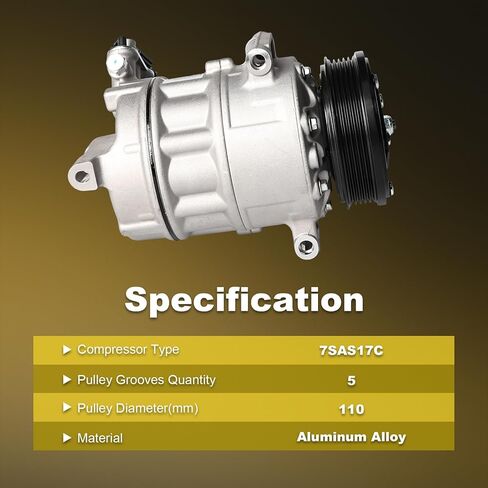 Air Conditioning AC Compressor with Clutch Compatible with Chevrolet Malibu 1.5L 2016 2017 2018 2019 2020 2021 2022,Replaces 168361, 167361, 84005713, CO29315C in Saudi Arabia