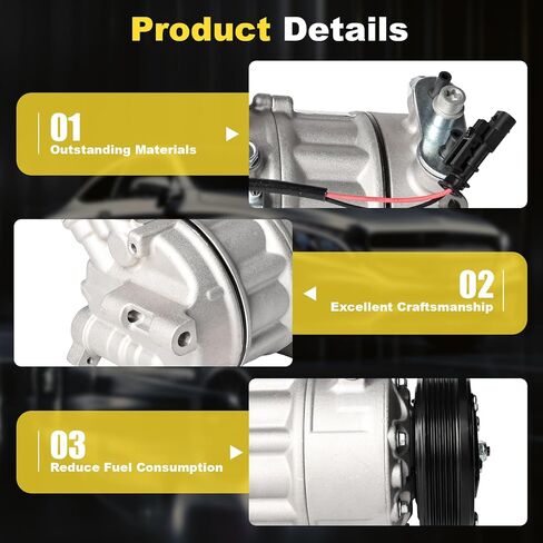 Air Conditioning AC Compressor with Clutch Compatible with Chevrolet Malibu 1.5L 2016 2017 2018 2019 2020 2021 2022,Replaces 168361, 167361, 84005713, CO29315C in Saudi Arabia