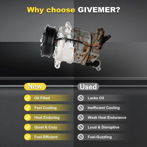 Air Conditioning AC Compressor with Clutch Compatible with Chevrolet Malibu 1.5L 2016 2017 2018 2019 2020 2021 2022,Replaces 168361, 167361, 84005713, CO29315C in Saudi Arabia
