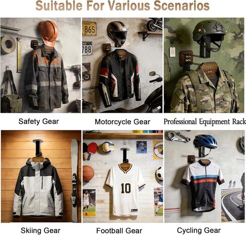 Helmet Wall Mount, Motorcycle Helmet Holder Wall Mount with Helmet Stand,Motorcycle Helmet Wall Mount | Heavy-Duty All-Purpose Gear Rack & Motorcycle Gear Rack | 88LBS Capacity for Football, Cycling in Saudi Arabia
