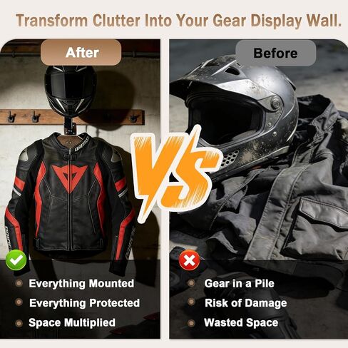 Helmet Wall Mount, Motorcycle Helmet Holder Wall Mount with Helmet Stand,Motorcycle Helmet Wall Mount | Heavy-Duty All-Purpose Gear Rack & Motorcycle Gear Rack | 88LBS Capacity for Football, Cycling in Saudi Arabia