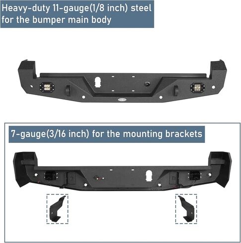 Hooke Road Tacoma Rear Bumper w/2 ×18W LED Lights for 3rd Gen Toyota Tacoma 2016 2017 2018 2019 2020 2021 2022 2023 in Kuwait