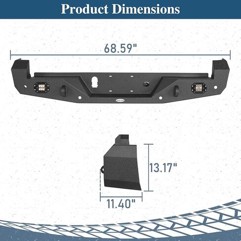 Hooke Road Tacoma Rear Bumper w/2 ×18W LED Lights for 3rd Gen Toyota Tacoma 2016 2017 2018 2019 2020 2021 2022 2023 in Kuwait