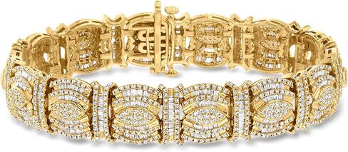 Ross-Simons 5.00 ct. t.w. Round and Baguette Diamond Bracelet in 18kt Gold Over Sterling in Kuwait