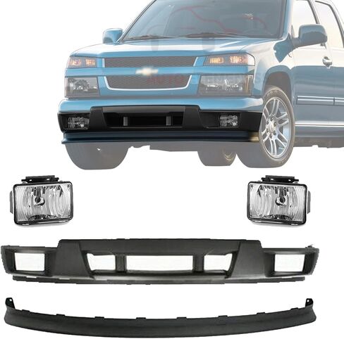 Front Bumper Cover Lower Valance Textured Black + Extension + Fog Lights Set For 2004-2012 Chevrolet Colorado GMC Canyon / 2006-2008 Isuzu i-280 i-290 i-350 i-370 in Saudi Arabia