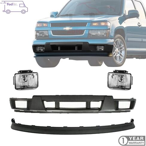 Front Bumper Cover Lower Valance Textured Black + Extension + Fog Lights Set For 2004-2012 Chevrolet Colorado GMC Canyon / 2006-2008 Isuzu i-280 i-290 i-350 i-370 in Saudi Arabia