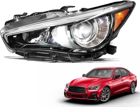 JSBOYAT Fits for 2014 2015 2016 2017 2018 2019 2020 2021 2022 Infiniti Q50 w/o AFS Left Driver Side Headlight Assembly Projector Headlamp w/LED DRL in Saudi Arabia