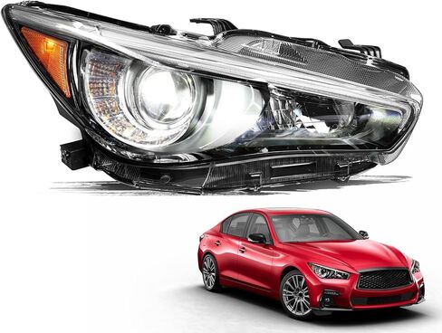 JSBOYAT Fits for 2014 2015 2016 2017 2018 2019 2020 2021 2022 Infiniti Q50 w/o AFS Left Driver Side Headlight Assembly Projector Headlamp w/LED DRL in Saudi Arabia