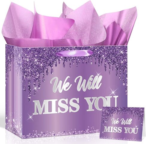 Farewell Going Away Party Decorations Rose Gold We Will Miss You Gift Bags with Wrapping Paper Greeting Card for We Will Miss You,Goodbye,Retirement,Coworker Office Leaving Party Supplies Decor Gifts in Kuwait