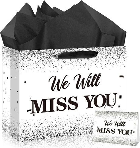 Farewell Going Away Party Decorations Rose Gold We Will Miss You Gift Bags with Wrapping Paper Greeting Card for We Will Miss You,Goodbye,Retirement,Coworker Office Leaving Party Supplies Decor Gifts in Kuwait