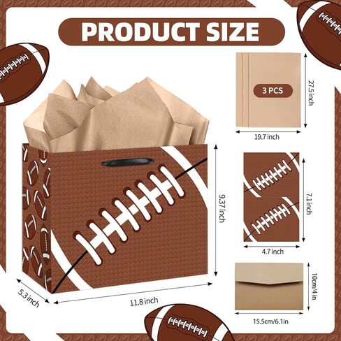 YXYASR Large Football Gift Bag, Sports Gift Bag with Tissue Paper and Greeting Card with Envelope, Football wrapping paper Bag for Birthday, Game Day Football Party Supplies in Kuwait