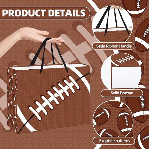 YXYASR Large Football Gift Bag, Sports Gift Bag with Tissue Paper and Greeting Card with Envelope, Football wrapping paper Bag for Birthday, Game Day Football Party Supplies in Kuwait