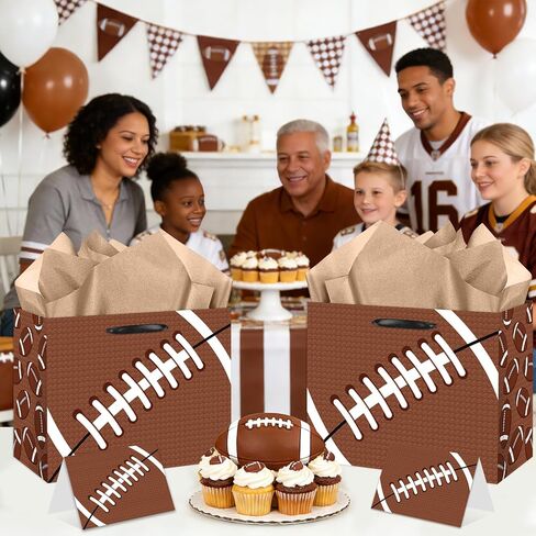 YXYASR Large Football Gift Bag, Sports Gift Bag with Tissue Paper and Greeting Card with Envelope, Football wrapping paper Bag for Birthday, Game Day Football Party Supplies in Kuwait