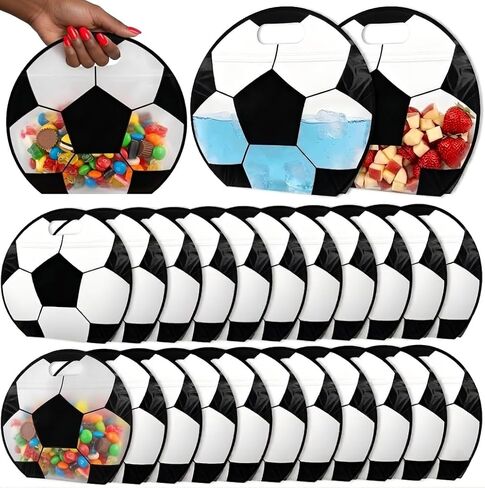 12 pcs Soccer Goodie Bags with Handles, Reusable Sealed Stand-Up Snack & Candy Treat Bags for Soccer Theme Birthday Party, Game Day Practice & Kids Boys Party Favors (12PCS #514) in Saudi Arabia