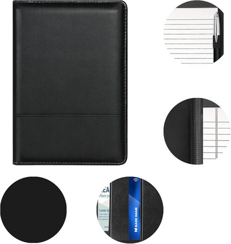 A5 Padfolio Business Portfolio Folder,Junior Size Document Folder Organizer, Padfolio with Interior Pocket and Pen Loop, 5 x 8 Writing Pad Included in Saudi Arabia