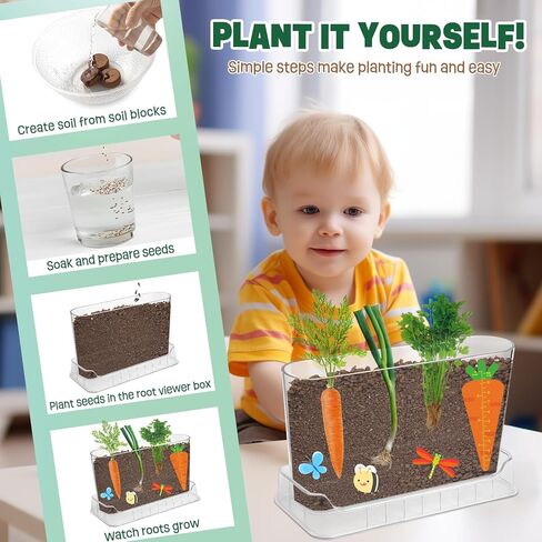 Root Viewer Kit for Kids Gardening Set with Fun Stickers & Storybook, Science STEM Toys & Craft Planting Kits for Ages 4-12 Birthday Gifts for Girls & Boys 4 5 6 7 8 Year Old in Saudi Arabia