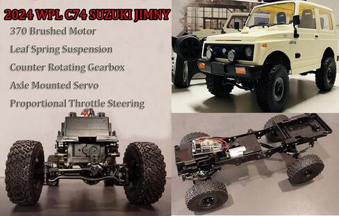 HLSFWDRIVE WPL C74 Jimny RC Rock Crawler RC Truck 4x4 RC Crawler Off Road شاحنة التحكم عن بعد مع علبة تروس دوارة مضادة، توجيه خنق متناسب للمحرك 370 درجة، هيكل ورقي زنبركي درجة هواية in Kuwait