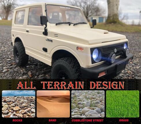 HLSFWDRIVE WPL C74 Jimny RC Rock Crawler RC Truck 4x4 RC Crawler Off Road شاحنة التحكم عن بعد مع علبة تروس دوارة مضادة، توجيه خنق متناسب للمحرك 370 درجة، هيكل ورقي زنبركي درجة هواية in Kuwait