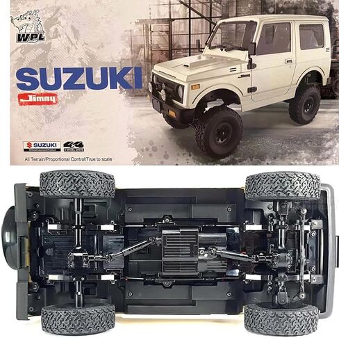 HLSFWDRIVE WPL C74 Jimny RC Rock Crawler RC Truck 4x4 RC Crawler Off Road شاحنة التحكم عن بعد مع علبة تروس دوارة مضادة، توجيه خنق متناسب للمحرك 370 درجة، هيكل ورقي زنبركي درجة هواية in Kuwait