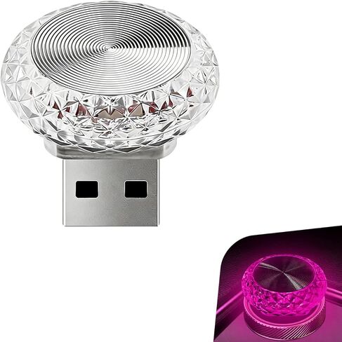 1 PC Mini USB LED Car Atmosphere Lamp, Round Crystal Plug-and-Play Car Ambient Light, Portable Personalized Auto Interior Decor Night Light, Universal for Most Cars, SUVs (Purple) in Saudi Arabia