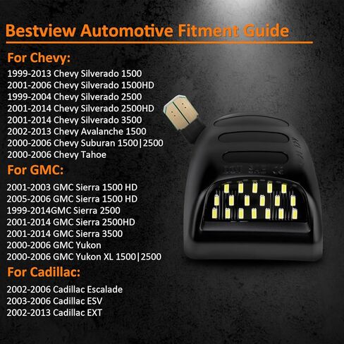 Bestview LED لوحة ترخيص أضواء علامة مصباح الجمعية لشيفي سيلفرادو 1500 2500 3500 سوبربان تاهو جي إم سي سييرا 1500 2500 3500 يوكون XL كاديلاك إسكاليد مصابيح علامة أنبوب النيون الأزرق in Saudi Arabia