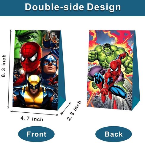 FFGJA 12pcs Superhero Birthday Party Gift Bags Goodie Bags, Superhero Party Supplies for Kids Birthday Decorations in Saudi Arabia