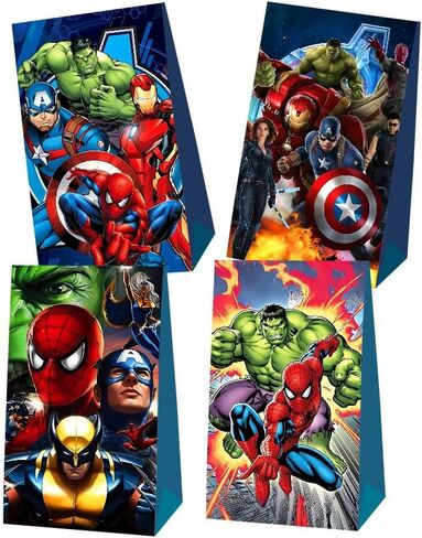 FFGJA 12pcs Superhero Birthday Party Gift Bags Goodie Bags, Superhero Party Supplies for Kids Birthday Decorations in Saudi Arabia