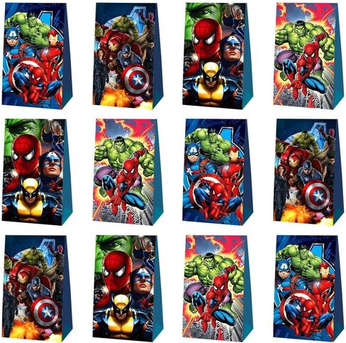 FFGJA 12pcs Superhero Birthday Party Gift Bags Goodie Bags, Superhero Party Supplies for Kids Birthday Decorations in Saudi Arabia