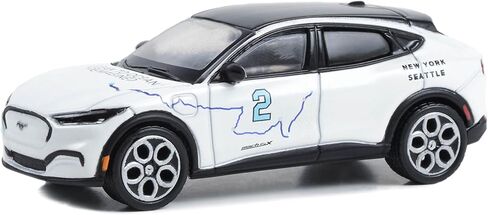 2021 Mach - E #2 "من نيويورك إلى سياتل عبر القارات جولة بيضاء مع توب أسود من سلسلة Hobby Exclusive 1/64 Diecast Model Car من Greenlight 30438 in Kuwait