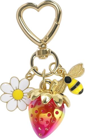 SIGZKK Cute Cherry Strawberry bag charms keychain purse accessories charm for women handbags Kawaii Flower Car Key Chain in Saudi Arabia