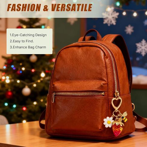 SIGZKK Cute Cherry Strawberry bag charms keychain purse accessories charm for women handbags Kawaii Flower Car Key Chain in Saudi Arabia