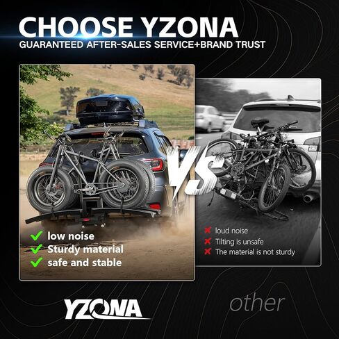 YZONA Foldable EBike Rack with Ramp for 2 Heavy Ebike, Fits 5'' Fat Tire Hitch Bike Rack, XXL Wheel Straps, Lockable & Tiltable, for Cars, SUVs, Trucks, Trailers in Kuwait