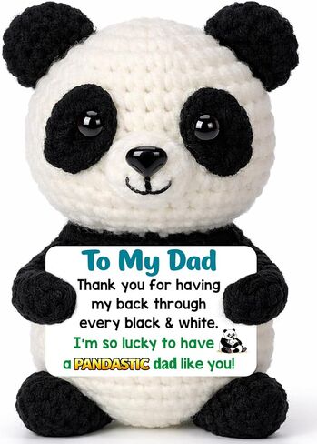 Dad Gifts for Fathers Day - Funny Gag Father's Day Crochet Panda Gift for Father Birthday from Daughter Son, Unique Cute Christmas Stocking Stuffers for Papa Daddy, Best Dad Ever Gifts in Kuwait