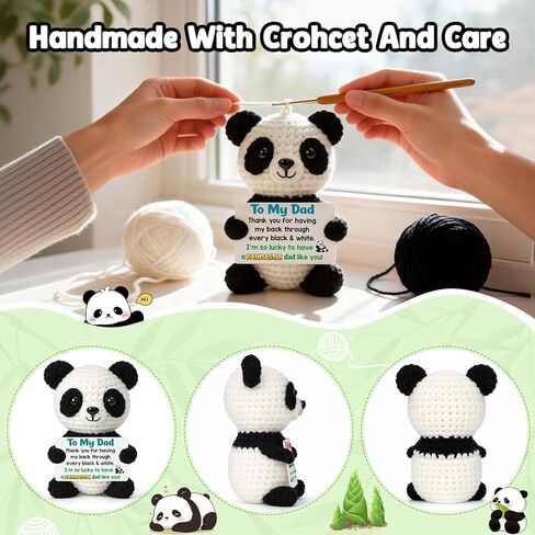 Dad Gifts for Fathers Day - Funny Gag Father's Day Crochet Panda Gift for Father Birthday from Daughter Son, Unique Cute Christmas Stocking Stuffers for Papa Daddy, Best Dad Ever Gifts in Kuwait