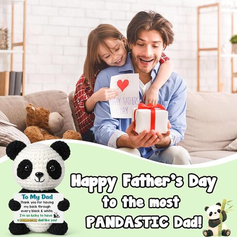 Dad Gifts for Fathers Day - Funny Gag Father's Day Crochet Panda Gift for Father Birthday from Daughter Son, Unique Cute Christmas Stocking Stuffers for Papa Daddy, Best Dad Ever Gifts in Kuwait