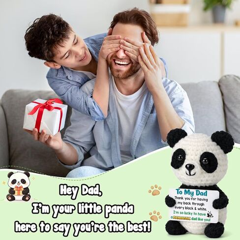 Dad Gifts for Fathers Day - Funny Gag Father's Day Crochet Panda Gift for Father Birthday from Daughter Son, Unique Cute Christmas Stocking Stuffers for Papa Daddy, Best Dad Ever Gifts in Kuwait